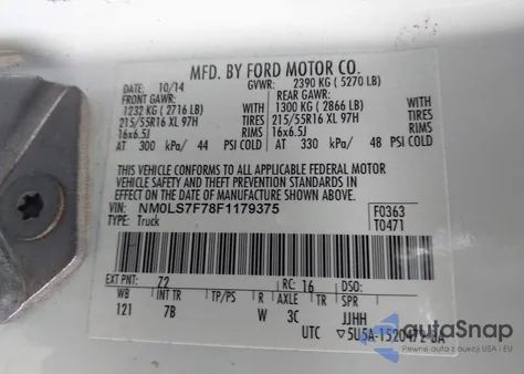 2015 Ford Transit Connect Xlt from USA, damaged, VIN NM0LS7F78F1179375